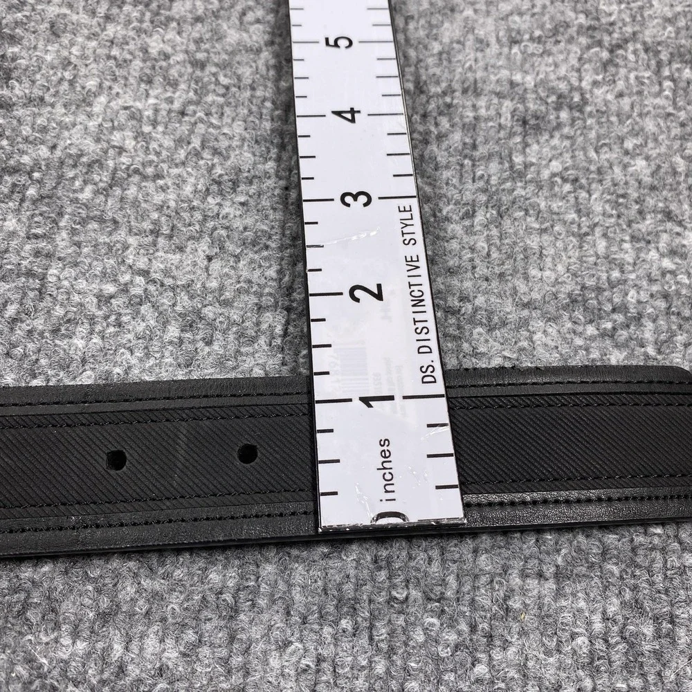 DVGJ Belt Mens L 38-40 Black Faux Leather Silver Buckle Classic Reversible
